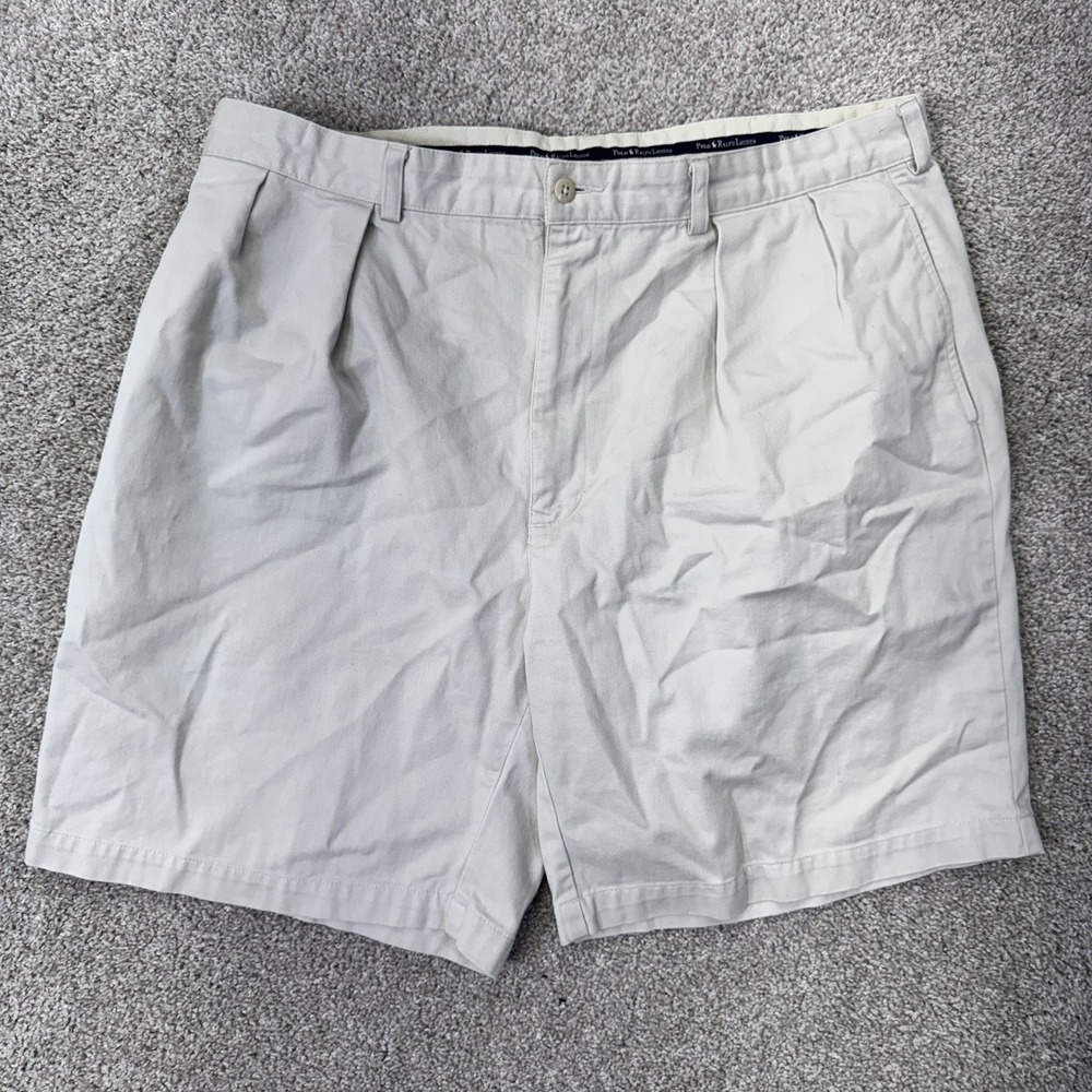 Polo Ralph Lauren Shorts Mens 40 Tyler Short Khaki Pleated Chino EUC